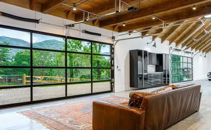 Avante clear black inside barn garage door