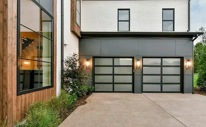 Avante frosted black single garage door