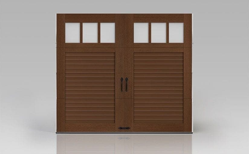 Canyon ridge louver walnut solo garage door