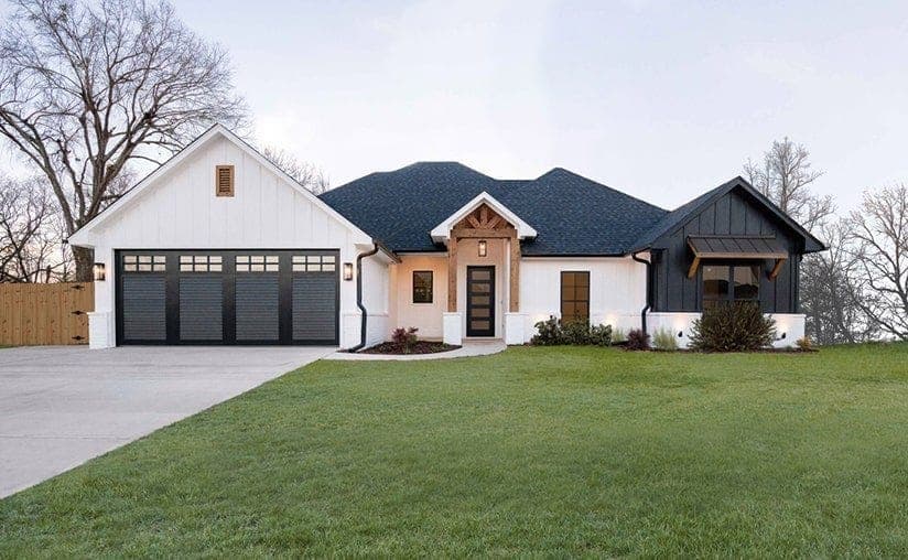 Canyon ridge louver window black garage door