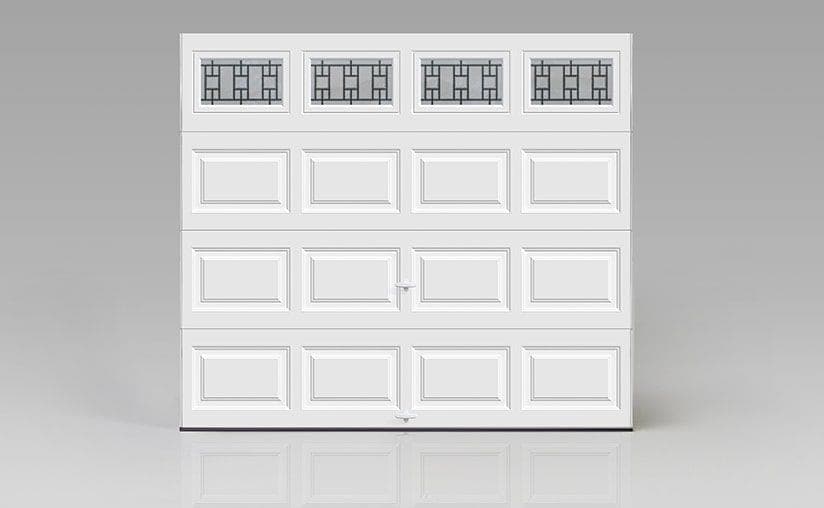 Classic steel short elegant trenton window white solo garage door