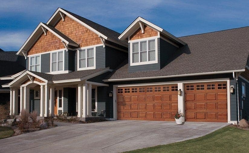 Classic wood design short stockton window cedar garage door