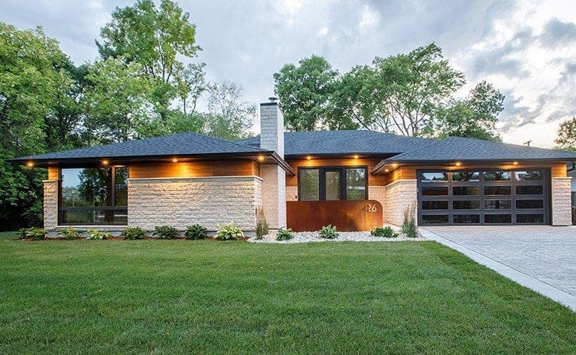 Modern steel flush fullview window bronze garage door