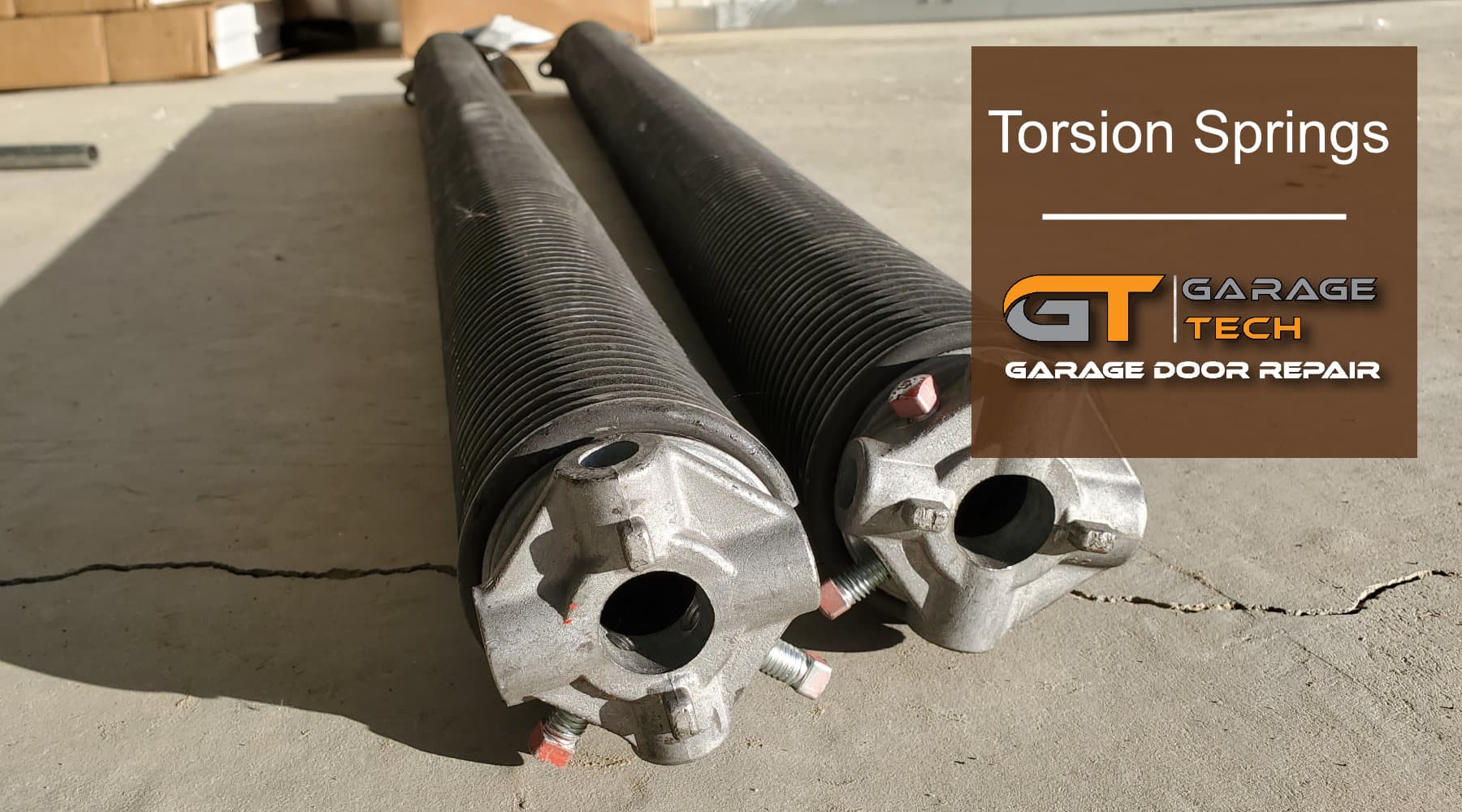 Diagram of a torsion spring on the bar above a garage door